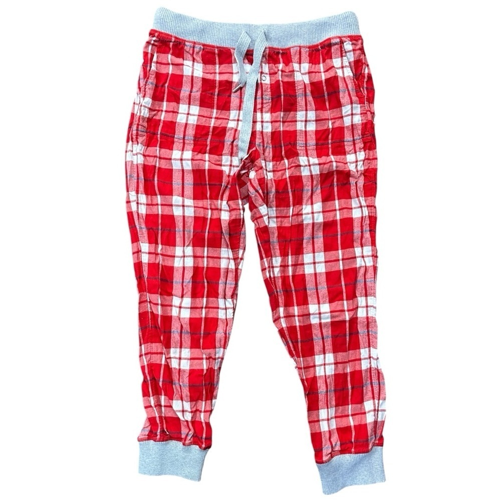 Aerie Red Gray Plaid Flannel Pajama Pants Size Medium